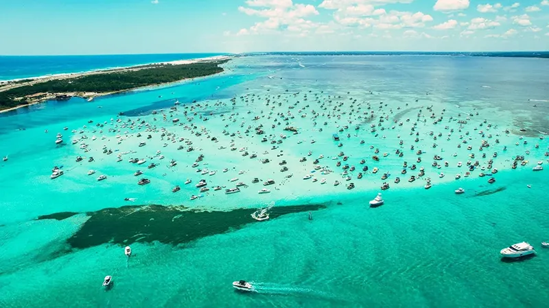 Charter boats docked in Destin, Florida harbor