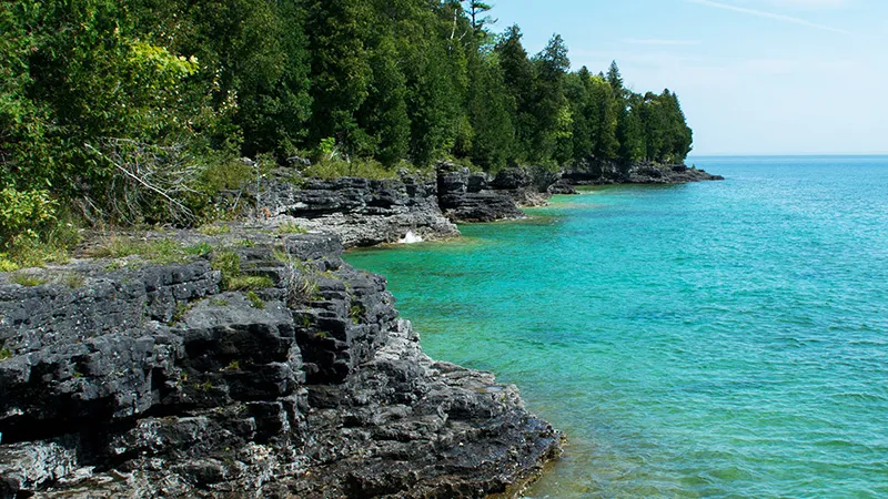 Fishing boat and skyline of Green Bay, Wisconsin